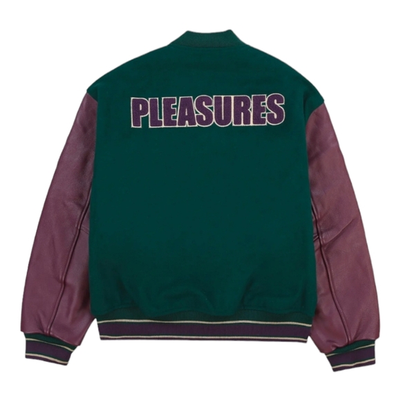 PLEASURES Fan Wool Blend & Leather Varsity Jacket | NWT | PICK UR SIZE - Picture 2 of 6